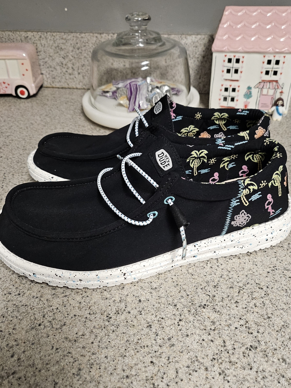 Hey Dude Black Casual Slip-On Shoes with Tropical Lining